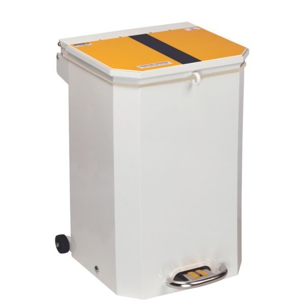 Yellow Soft Close Metal Clinical Pedal Bin - 50L (h)59 x (w)42 x (d)43cm